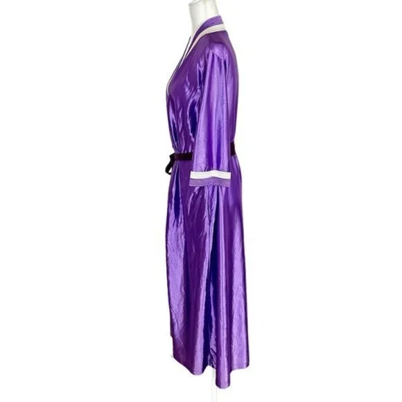 Vintage 70’s Maxi Robe Classics of California Royal Purple Long Large House Coat - Picture 5 of 8